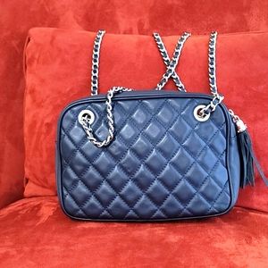 🇮🇹 Italian Navy quilted leather crossbody handbag